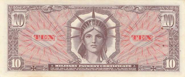 USA MPC Series 641 p.M63 10 Dollar 1965 XF